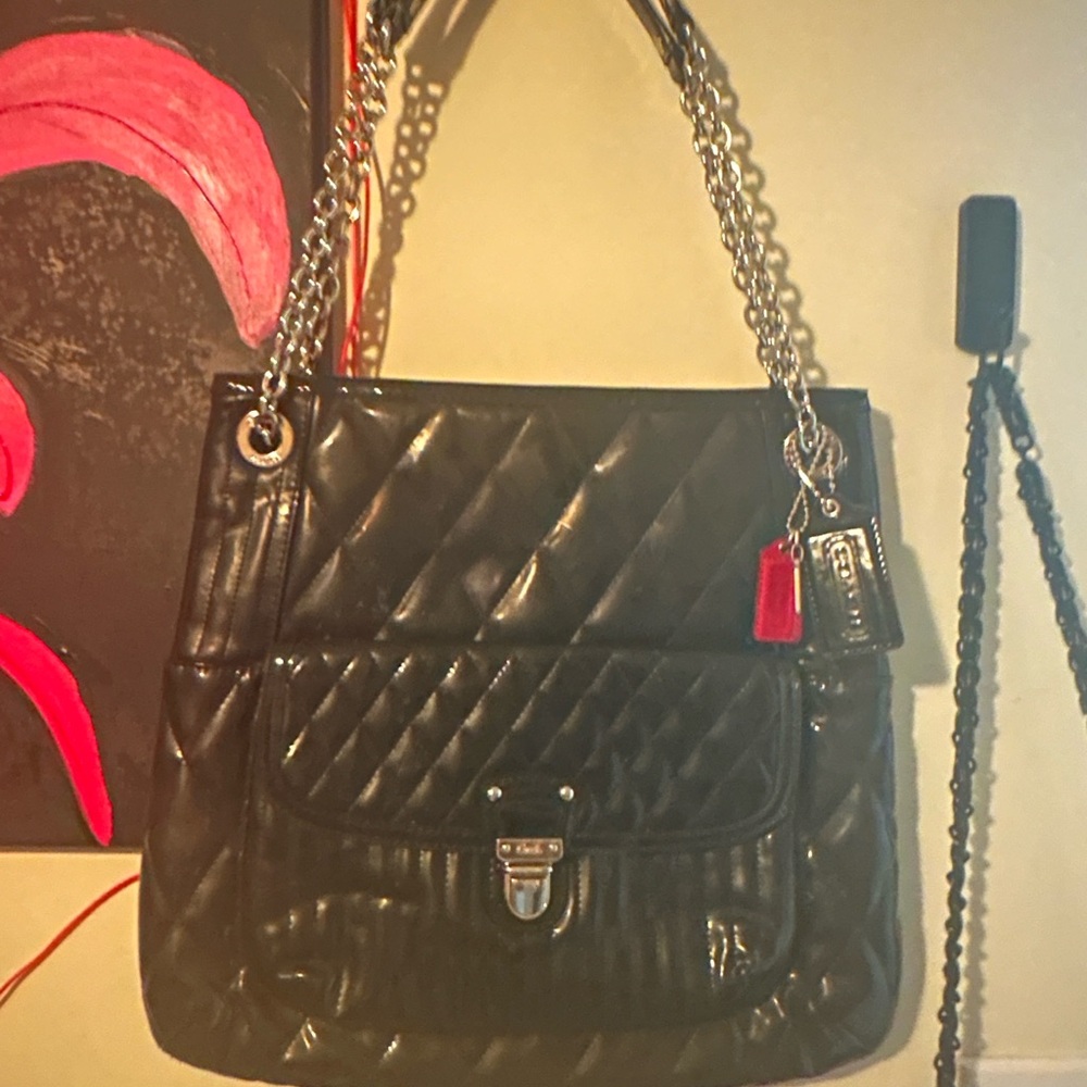 Black patent leather Coach purse